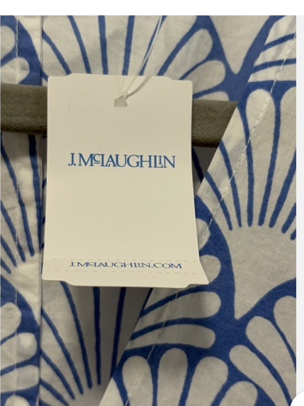 J. McLaughlin Etta Dress NWT size Medium Blue White Deco Shell Cotton Maxi - Picture 15 of 15
